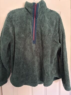 Eddie Bauer Forest Green Plush Sherpa Pullover